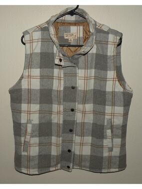Canyon Guide Outfitters Women's XL Full Zip Poly/Wool Vest Gray Plaid Insulated